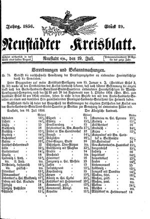 Neustädter Kreisblatt vom 19.07.1856