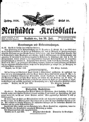 Neustädter Kreisblatt vom 26.07.1856