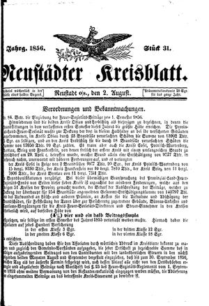 Neustädter Kreisblatt vom 02.08.1856