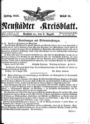 Neustädter Kreisblatt vom 09.08.1856