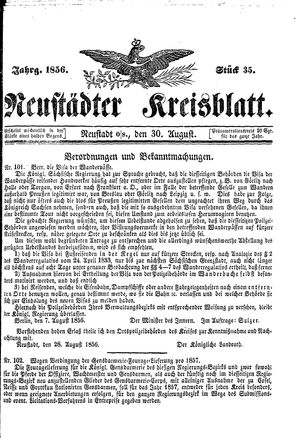Neustädter Kreisblatt vom 30.08.1856