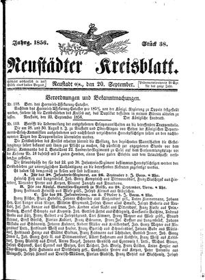 Neustädter Kreisblatt vom 20.09.1856