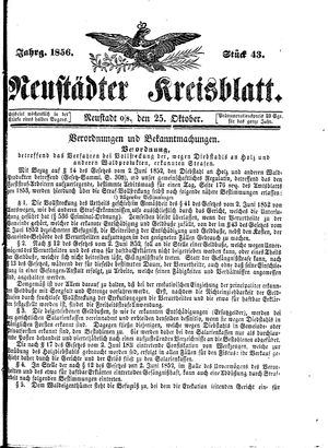 Neustädter Kreisblatt vom 25.10.1856