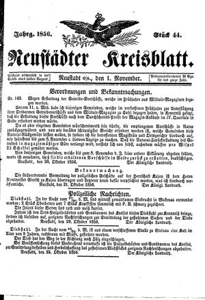 Neustädter Kreisblatt vom 01.11.1856