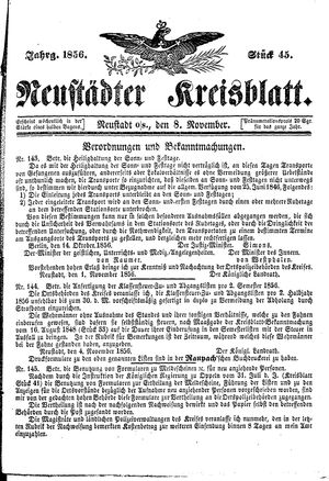 Neustädter Kreisblatt vom 08.11.1856