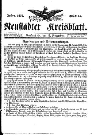 Neustädter Kreisblatt vom 15.11.1856