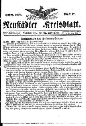 Neustädter Kreisblatt vom 22.11.1856