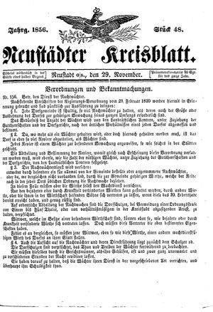 Neustädter Kreisblatt vom 29.11.1856