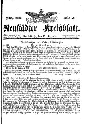 Neustädter Kreisblatt vom 13.12.1856
