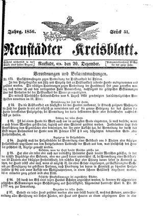 Neustädter Kreisblatt vom 20.12.1856