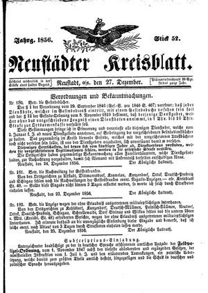 Neustädter Kreisblatt vom 27.12.1856