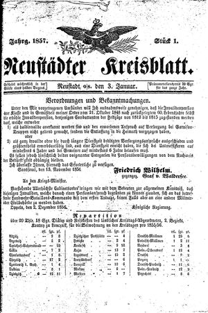 Neustädter Kreisblatt on Jan 3, 1857