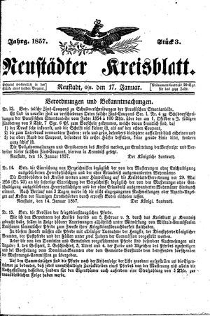Neustädter Kreisblatt vom 17.01.1857