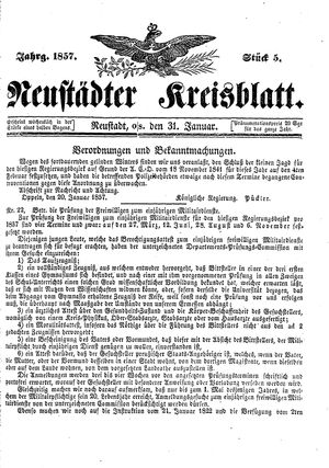 Neustädter Kreisblatt on Jan 31, 1857