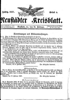 Neustädter Kreisblatt on Feb 21, 1857