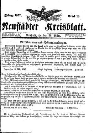 Neustädter Kreisblatt vom 28.03.1857