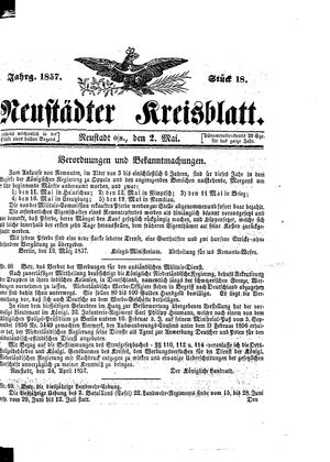 Neustädter Kreisblatt vom 02.05.1857