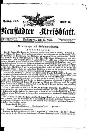 Neustädter Kreisblatt vom 30.05.1857