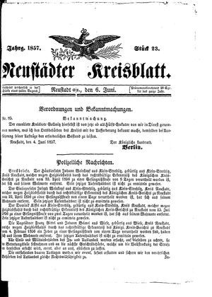 Neustädter Kreisblatt vom 06.06.1857
