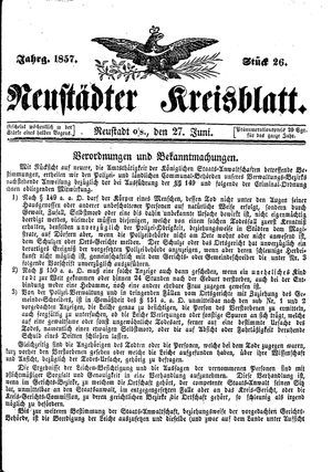 Neustädter Kreisblatt vom 27.06.1857
