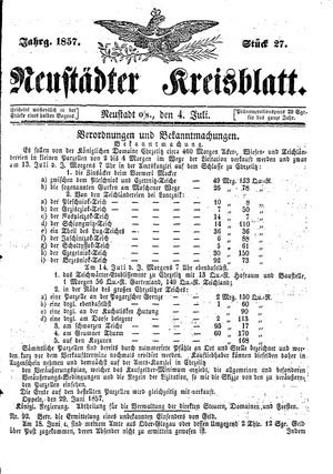 Neustädter Kreisblatt on Jul 4, 1857