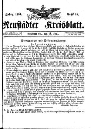 Neustädter Kreisblatt vom 18.07.1857