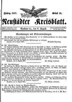 Neustädter Kreisblatt vom 08.08.1857