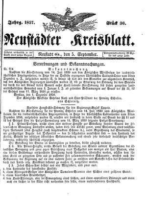 Neustädter Kreisblatt vom 05.09.1857