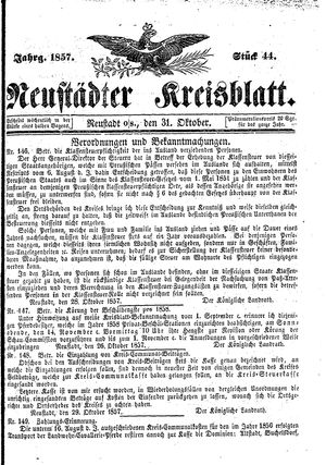 Neustädter Kreisblatt vom 31.10.1857