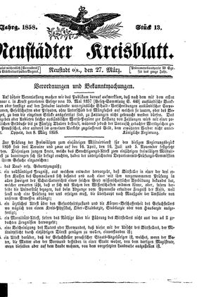 Neustädter Kreisblatt vom 27.03.1858