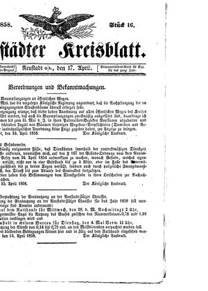 Neustädter Kreisblatt vom 17.04.1858