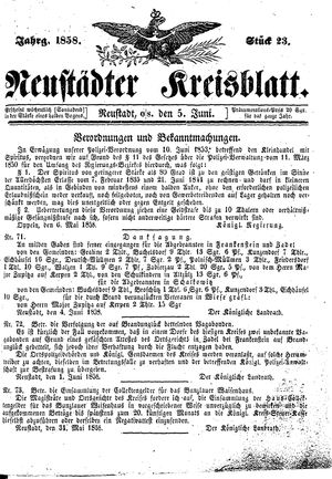 Neustädter Kreisblatt vom 05.06.1858