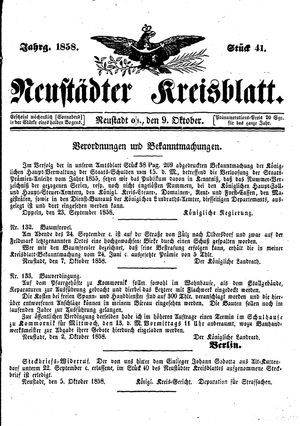 Neustädter Kreisblatt vom 09.10.1858