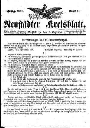 Neustädter Kreisblatt vom 18.12.1858