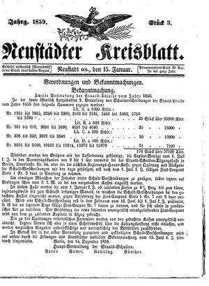 Neustädter Kreisblatt on Jan 15, 1859