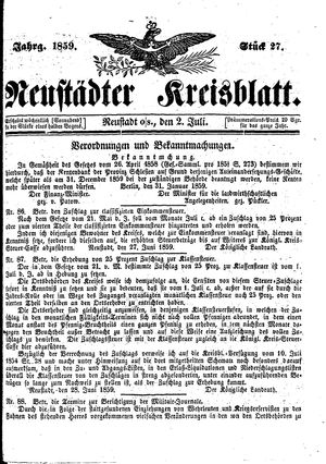 Neustädter Kreisblatt vom 02.07.1859