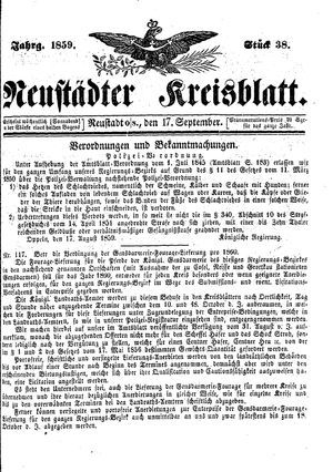 Neustädter Kreisblatt on Sep 17, 1859