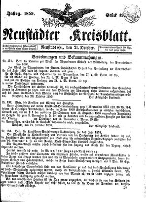 Neustädter Kreisblatt on Oct 21, 1859