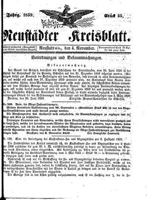Neustädter Kreisblatt vom 04.11.1859
