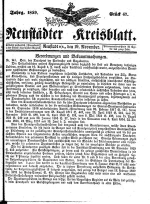 Neustädter Kreisblatt vom 19.11.1859