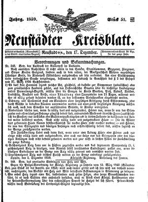 Neustädter Kreisblatt vom 17.12.1859