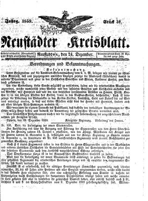 Neustädter Kreisblatt vom 24.12.1859