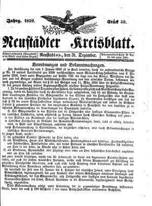Neustädter Kreisblatt vom 31.12.1859