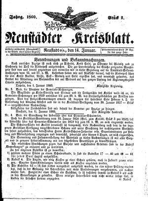 Neustädter Kreisblatt vom 14.01.1860