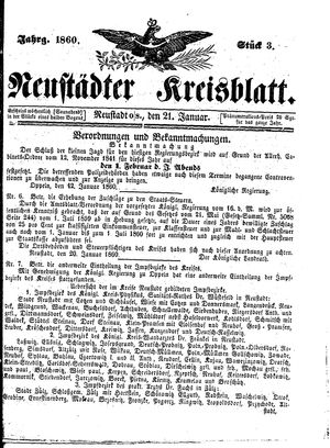 Neustädter Kreisblatt vom 21.01.1860