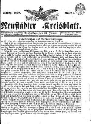Neustädter Kreisblatt vom 28.01.1860