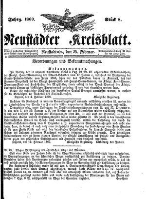 Neustädter Kreisblatt vom 25.02.1860