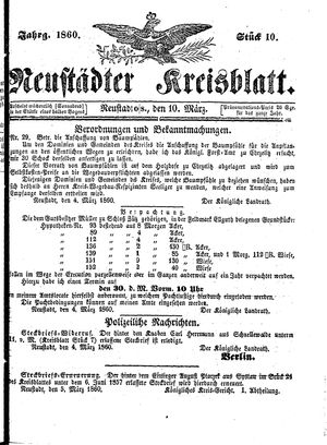 Neustädter Kreisblatt vom 10.03.1860