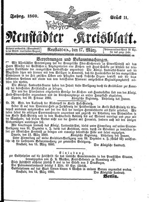 Neustädter Kreisblatt vom 17.03.1860