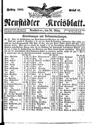 Neustädter Kreisblatt vom 24.03.1860
